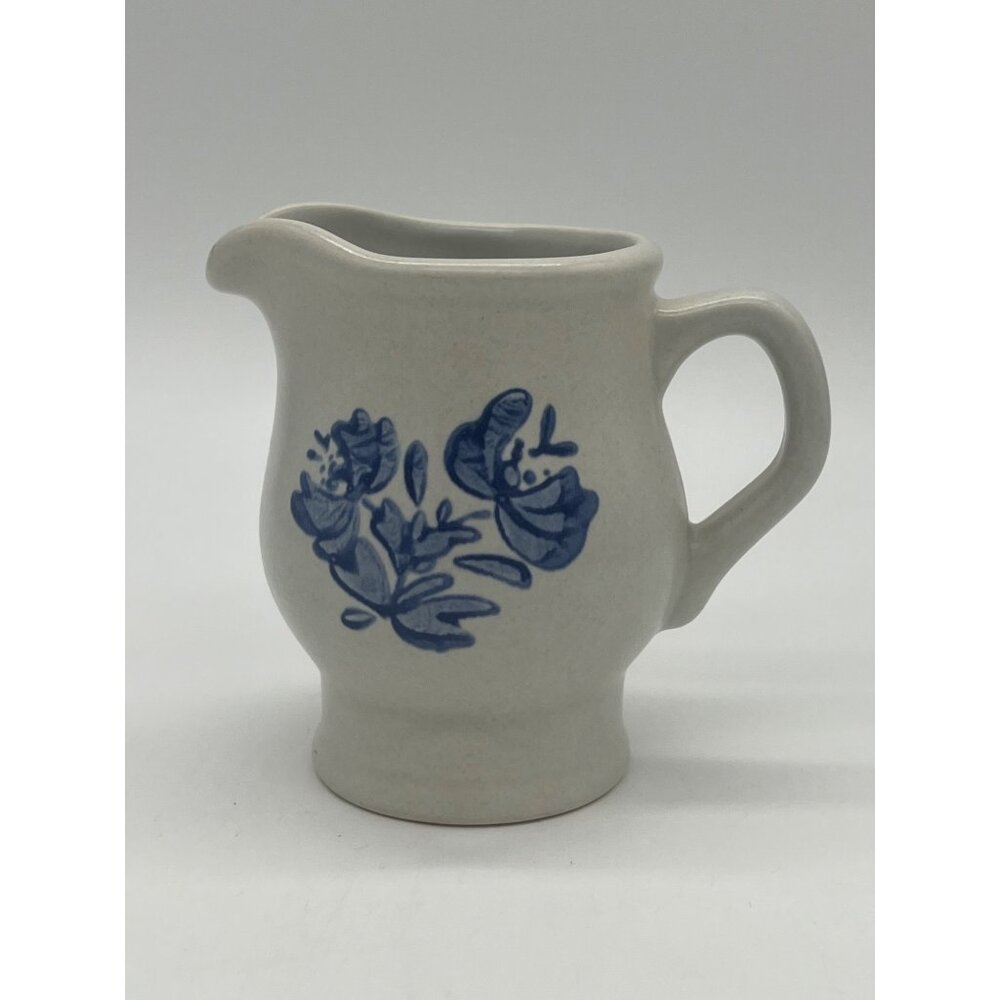 Vintage Pfaltzgraff Yorktowne Stoneware Small Pitcher 4" Tall With Blue Floral D